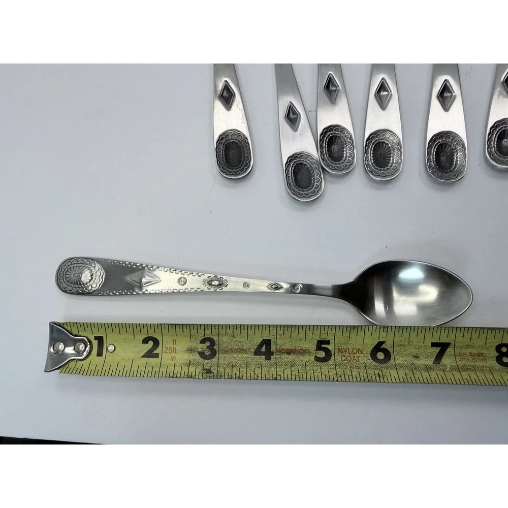 Wallace Taos 18/10 Southwest Style Stainless Flatware Iced Tea Spoons Set Of 8
